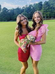 A Line Strapless Short Homecoming Party Dress wtih Bow
