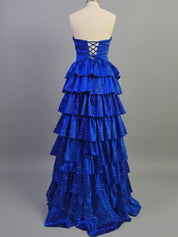 A Line Strapless Sweetheart Long Prom Dress with Keyhole