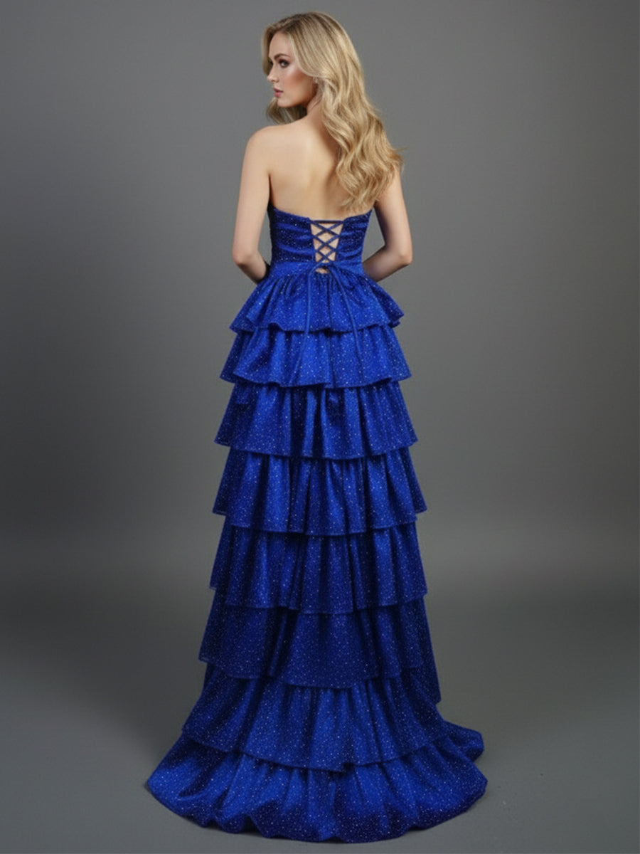 A Line Strapless Sweetheart Long Prom Dress with Keyhole