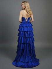 A Line Strapless Sweetheart Long Prom Dress with Keyhole