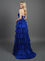 A Line Strapless Sweetheart Long Prom Dress with Keyhole