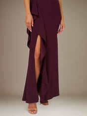 Orchid Satin One Shoulder Sleeveless Floor Length Dress With High Slit