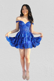 A Line Off the Shoulder Homecoming Dress with Ruffles