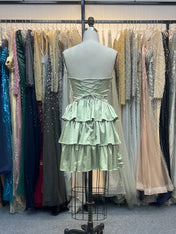 A Line Strapless Sweetheart Satin Homecoming Dress with Keyhole