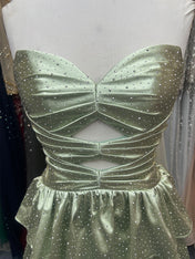 A Line Strapless Sweetheart Satin Homecoming Dress with Keyhole