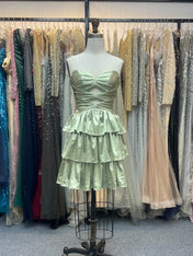 A Line Strapless Sweetheart Satin Homecoming Dress with Keyhole