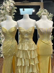 A Line Strapless Sweetheart Satin Prom Dress with Keyhole