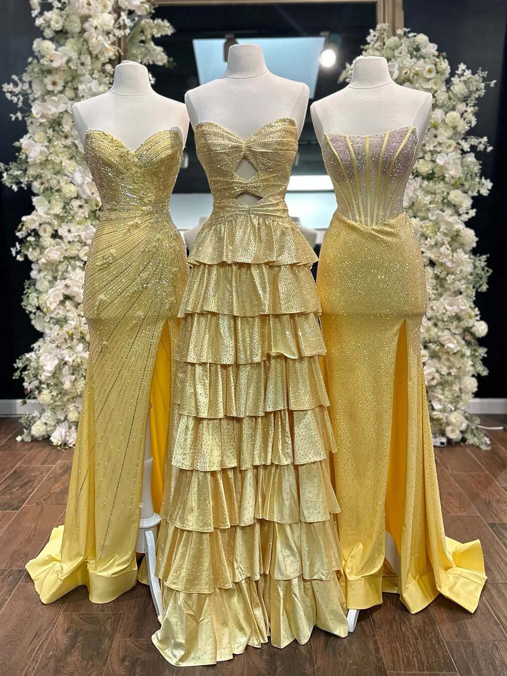 A Line Strapless Sweetheart Satin Prom Dress with Keyhole