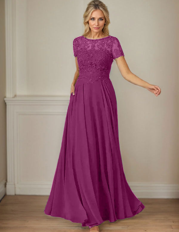 Dark Navy A-Line Boatneck Sequins Chiffon Dress
