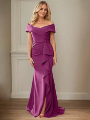 Sheath/Column V-Neck Illusion Floor-Length Lace Chiffon Mother of the Bride Dress With Pleated Sequins