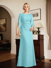 Sheath/Column Scoop Floor-Length Chiffon Mother of the Bride Dress With Pleated Beading