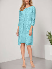 A-line Scoop Knee-Length Chiffon Lace Mother of the Bride Dress With Jacket