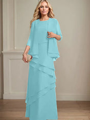 Sheath Scoop Floor-Length Chiffon Mother of the Bride Dress