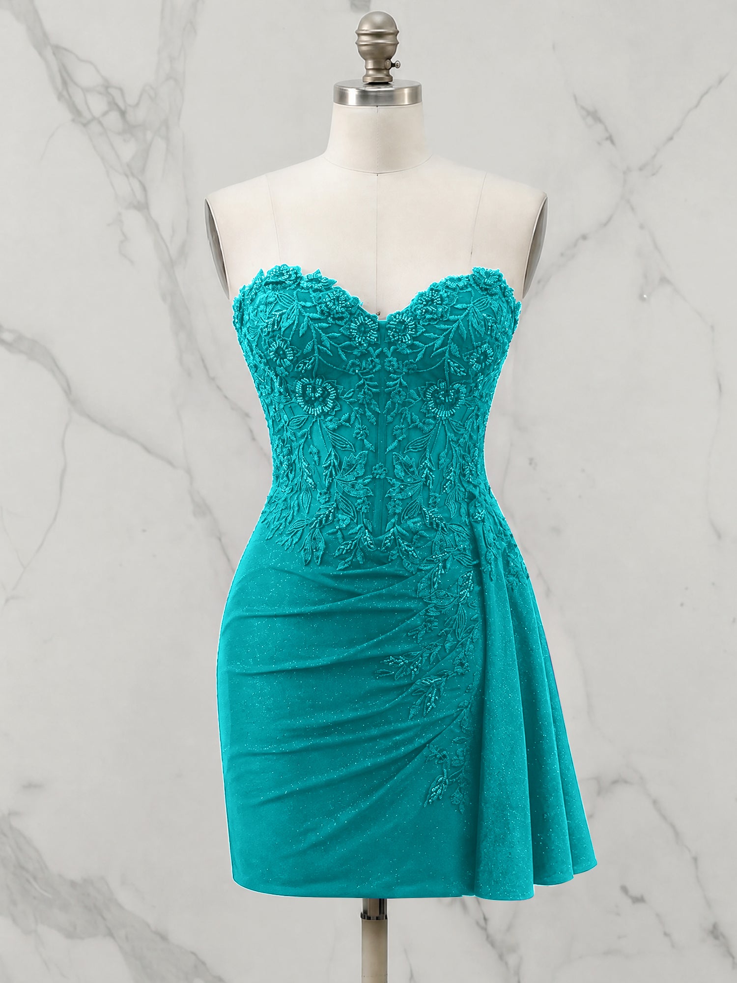 Strapless Sweetheart Draped Mini Homecoming Dress