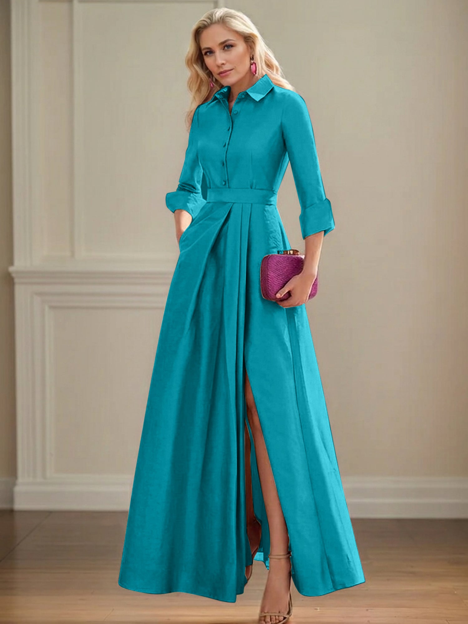 4 Sleeves Floor Length Mother of the Bride Dresses