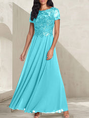 Charcoal Grey A-Line Scoop Long Mother of the Bride Dress With Beadings