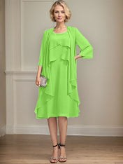 Dreamylily A-line Scoop Knee-Length Chiffon Mother of the Bride Dress With Beading Dreamylily A-line Scoop Knee-Length Chiffon Mother of the Bride Dress With Beading
