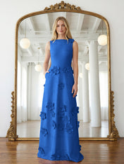 Lavender Boat Neck Formal Gown with Cascading 3D Flowers