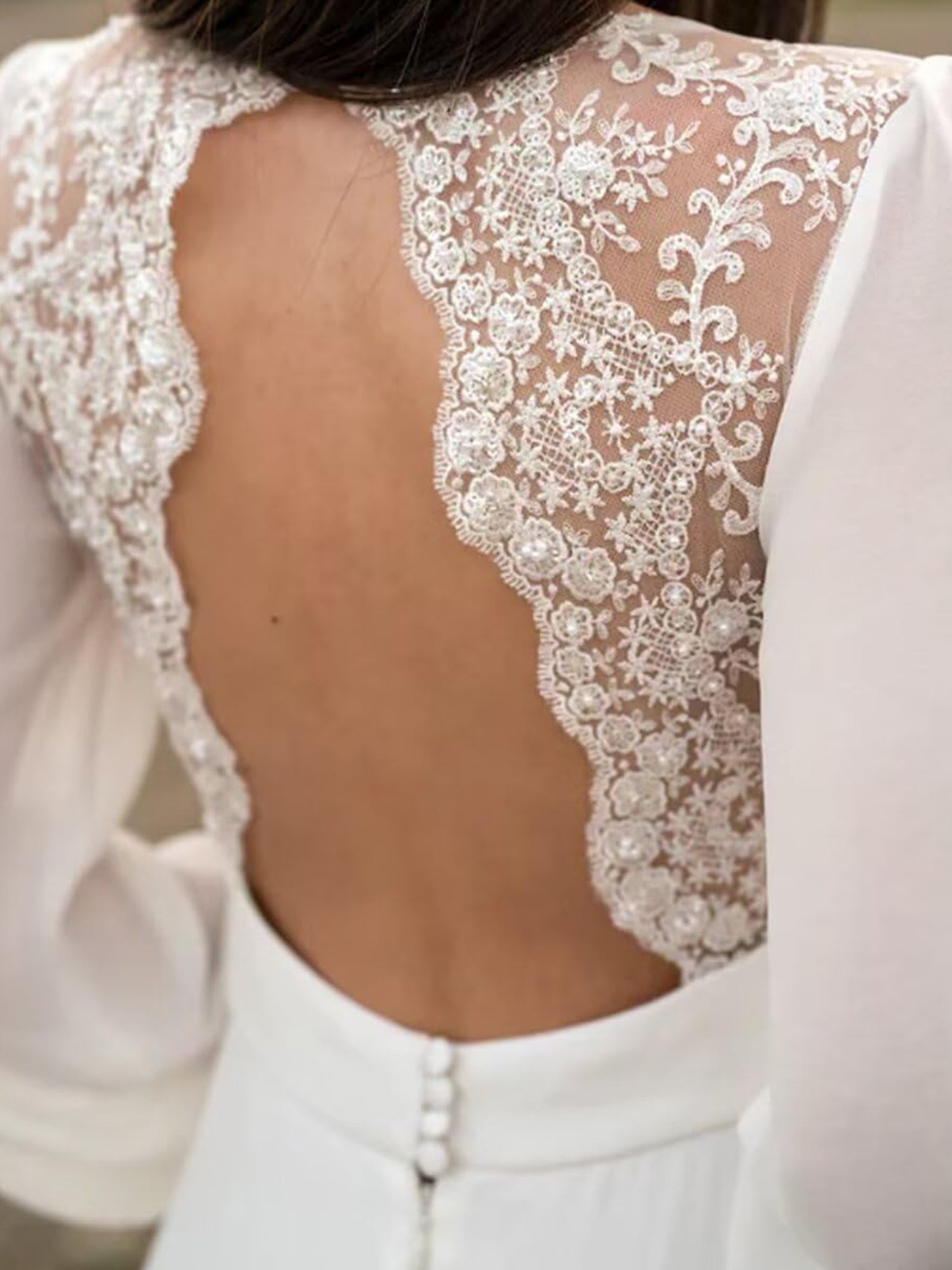 Long Sleeves Wedding Dresses V Neck Backless Bridal Dresses for Women