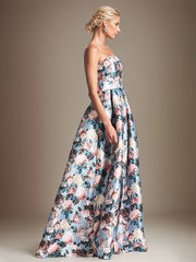 A-line Off the Shoulder Satin Floral Mother of the Bride Dress