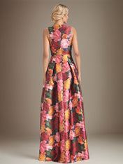 A-line V-Neck Floral Mother of the Bride Dress