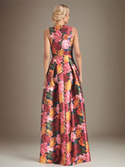 A-line V-Neck Floral Mother of the Bride Dress