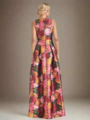 A-line V-Neck Floral Mother of the Bride Dress