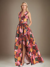 A-line V-Neck Floral Mother of the Bride Dress