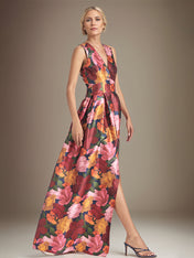 A-line V-Neck Floral Mother of the Bride Dress