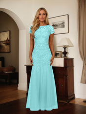 Dark Navy Mermaid Scoop Sequins Tulle Dress