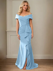 Sheath/Column V-Neck Illusion Floor-Length Lace Chiffon Mother of the Bride Dress With Pleated Sequins