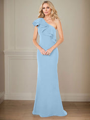 A-line One Shoulder Floor-Length Chiffon Mother of the Bride Dress With Ruffles