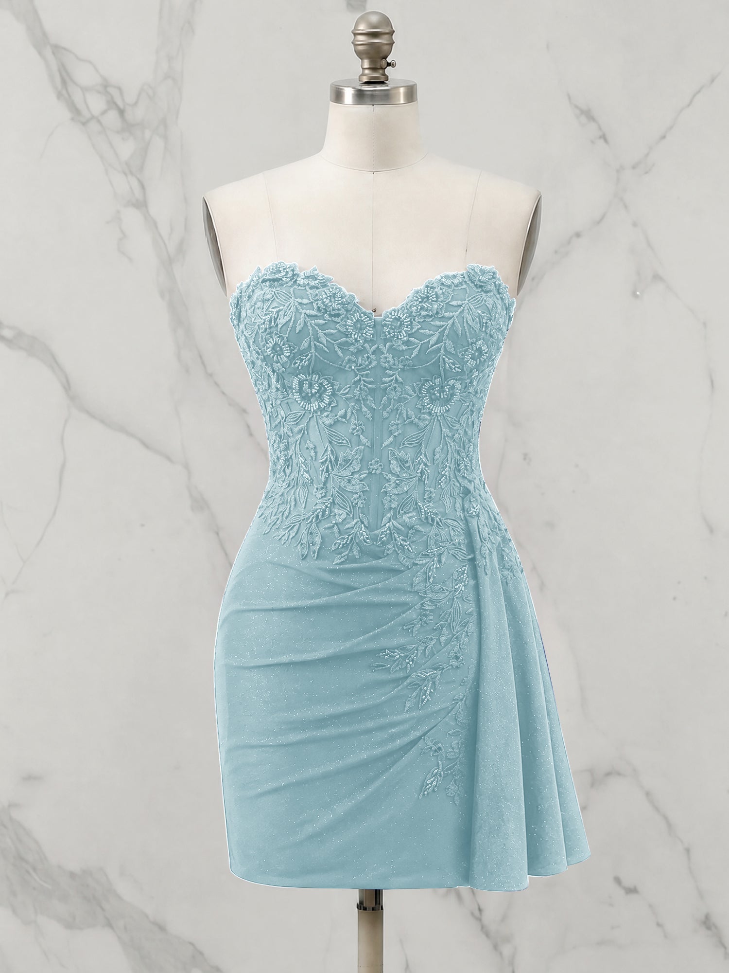 Strapless Sweetheart Draped Mini Homecoming Dress