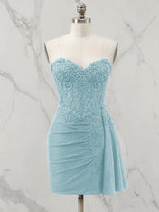 Strapless Sweetheart Draped Mini Homecoming Dress