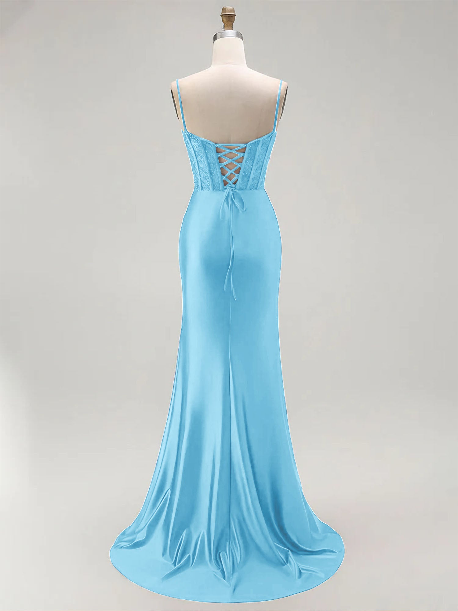 Sparkly Satin Mermaid Long Corset Prom Dress with Beading