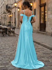 Emerald Green Beaded Corset Satin Long Prom Dress