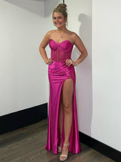 Beaded Sweetheart Mermaid Long Prom Dress With Slit