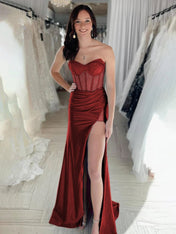 Beaded Sweetheart Mermaid Long Prom Dress With Slit