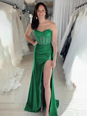 Beaded Sweetheart Mermaid Long Prom Dress With Slit