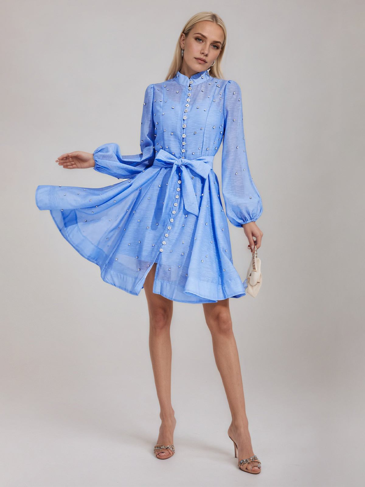 Bentham Blue Diamond Embellished Mini Dress