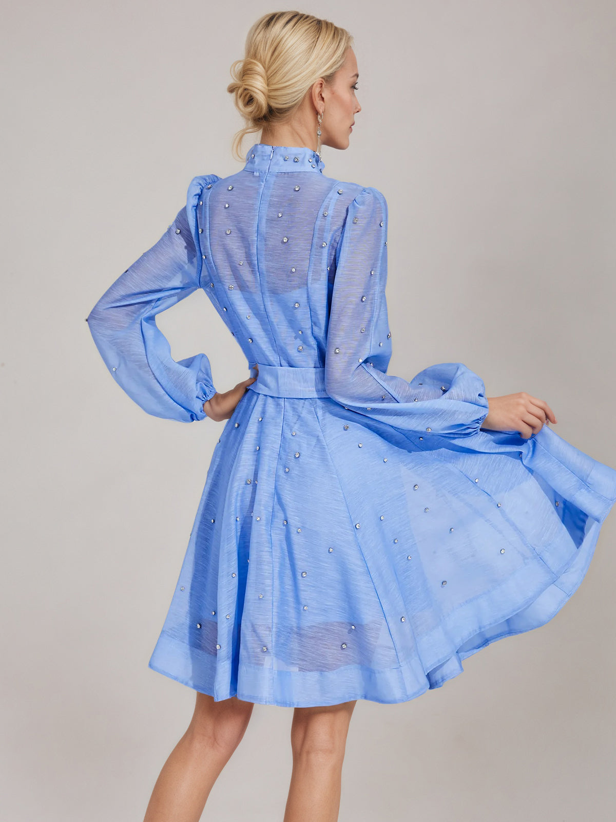 Bentham Blue Diamond Embellished Mini Dress