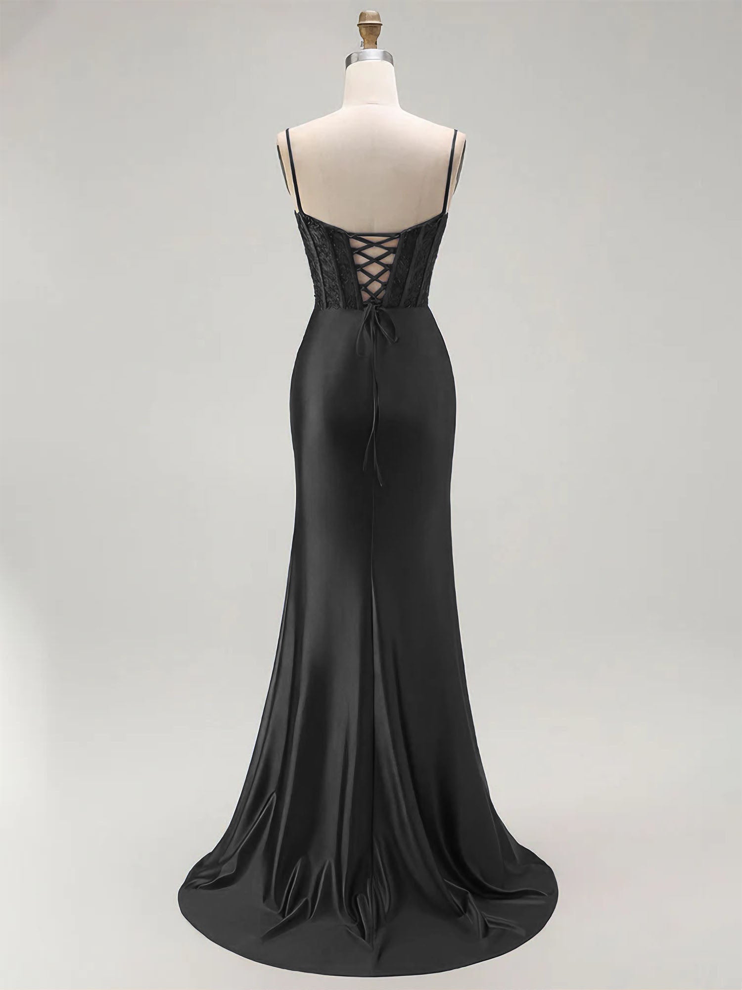 Sparkly Satin Mermaid Long Corset Prom Dress with Beading