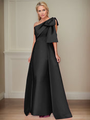 A-Line One-Shoulder Satin Mother Of The Bride Dresses With Bows