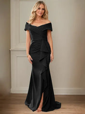 Sheath/Column V-Neck Illusion Floor-Length Lace Chiffon Mother of the Bride Dress With Pleated Sequins