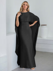 Sheath Scoop Floor-Length Chiffon Mother of the Bride Dress With Cascading Ruffles