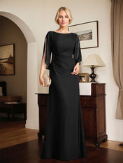 Sheath/Column Scoop Floor-Length Chiffon Mother of the Bride Dress With Pleated Beading