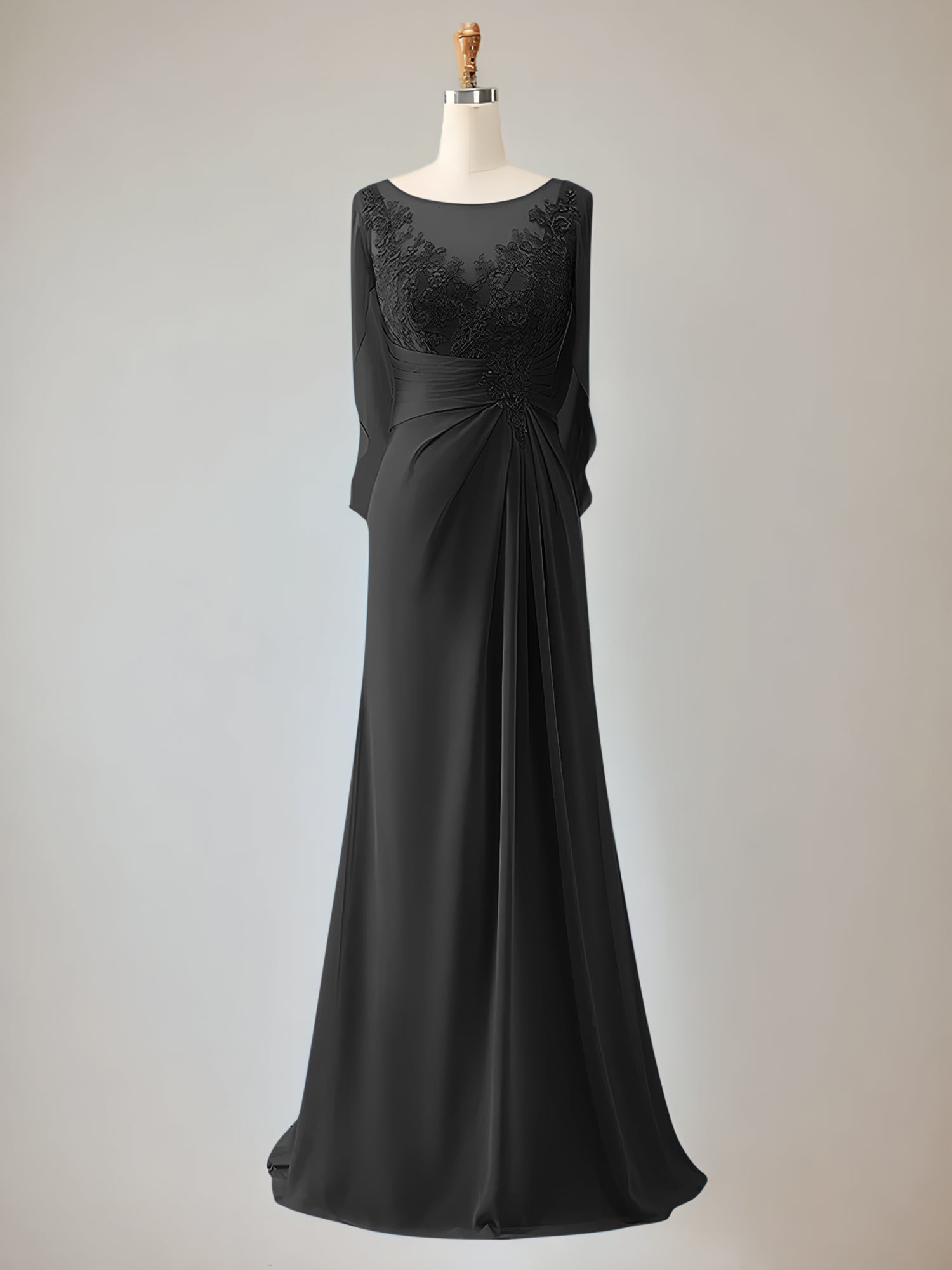 2 Sleeve Chiffon Mother of the Bride Dress With Beadings