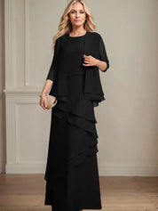 Robe fourreau en mousseline de soie pour mère de la mariée, longueur au sol 