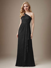 Ruby Sheath One Shoulder Metallic Mesh Dress Mother of the Bride Dress