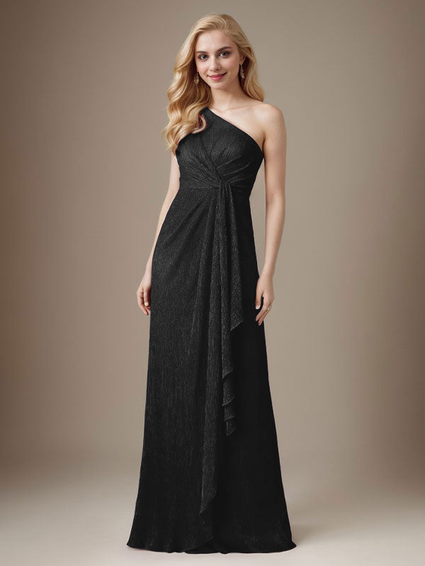 Robe fourreau Ruby asymétrique en maille métallisée pour mère de la mariée